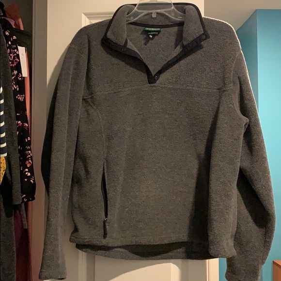 L.L. Bean Jackets & Blazers - L.L. Bean Gray T button half snap Fleece Jacket